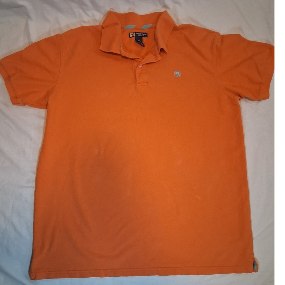 Duck Head Jeans Co Mens Orange Short Sleeve Cotton Pique Polo Shirt Size M Vtg